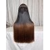 1B/#4 Half Brown 300% Density Double Drawn Bone Straight 2x6 5x5 Transparent Lace Closure Wig